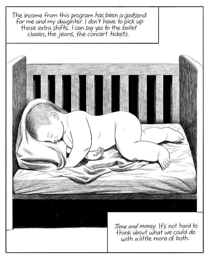 Panel 14 of The ClairFree System by Jillian Tamaki for Hazlitt