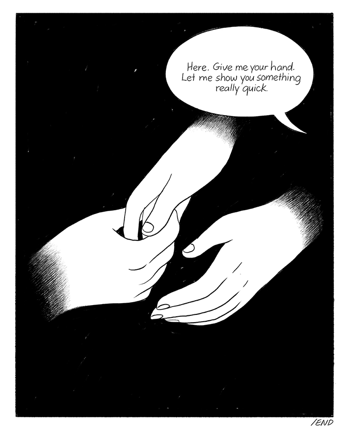 Panel 19 of The ClairFree System by Jillian Tamaki for Hazlitt