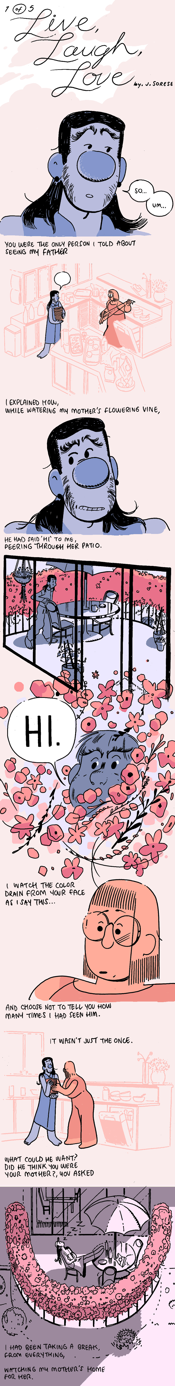 Live, Laugh, Love Part 1 Panel 1 by Jeremy Sorese for Hazlitt