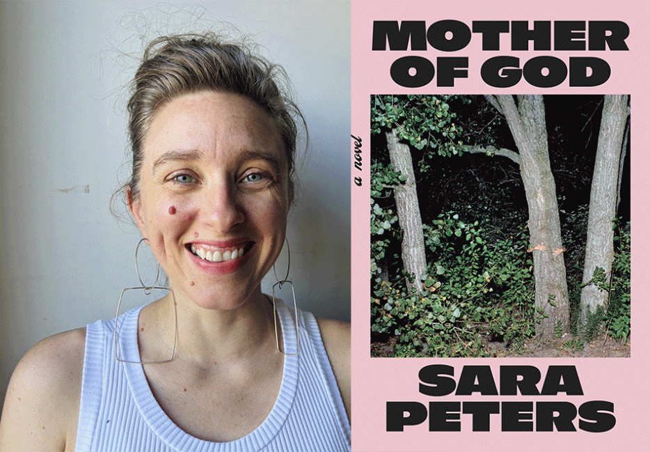 A portrait of the author and the cover of their book 