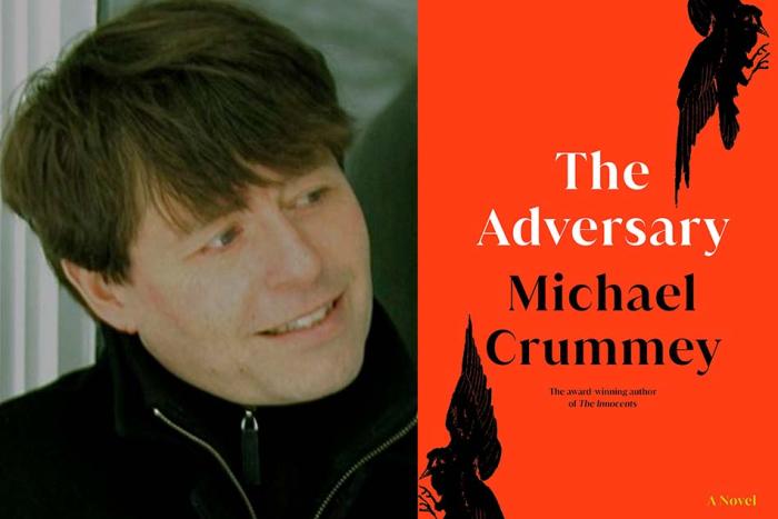 An image of the author Michael Crummey, beside the cover of his latest novel