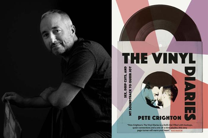 An image of author Pete Crighton, and the cover of his new book, The Vinyl Diaries 