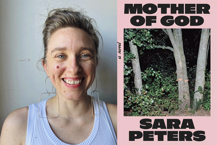 A portrait of the author and the cover of their book 